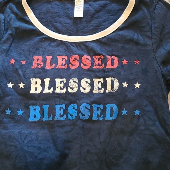 NWT Way to celebrate patriotic womens sheer red, white and blue tshirt size xs - Picture 3 of 6